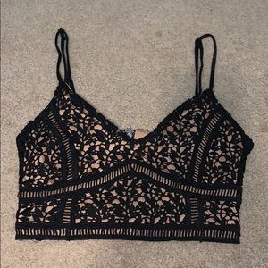 black laces crop top